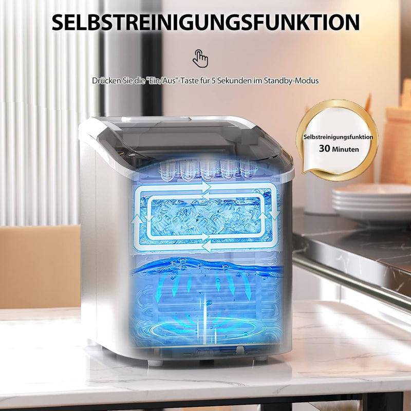 COSTWAY 2,2 L Eiswürfelmaschine 12kg/24H, Ice Maker 9 Eiswürfel in 6-13min, Elektrischer Eiswürfelbe