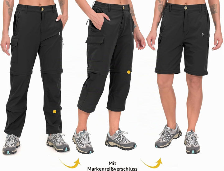 Little Donkey Andy Wanderhose Damen Zip Off Stretch Cabrio Softshellhose Schnell Trocknende mit Reis