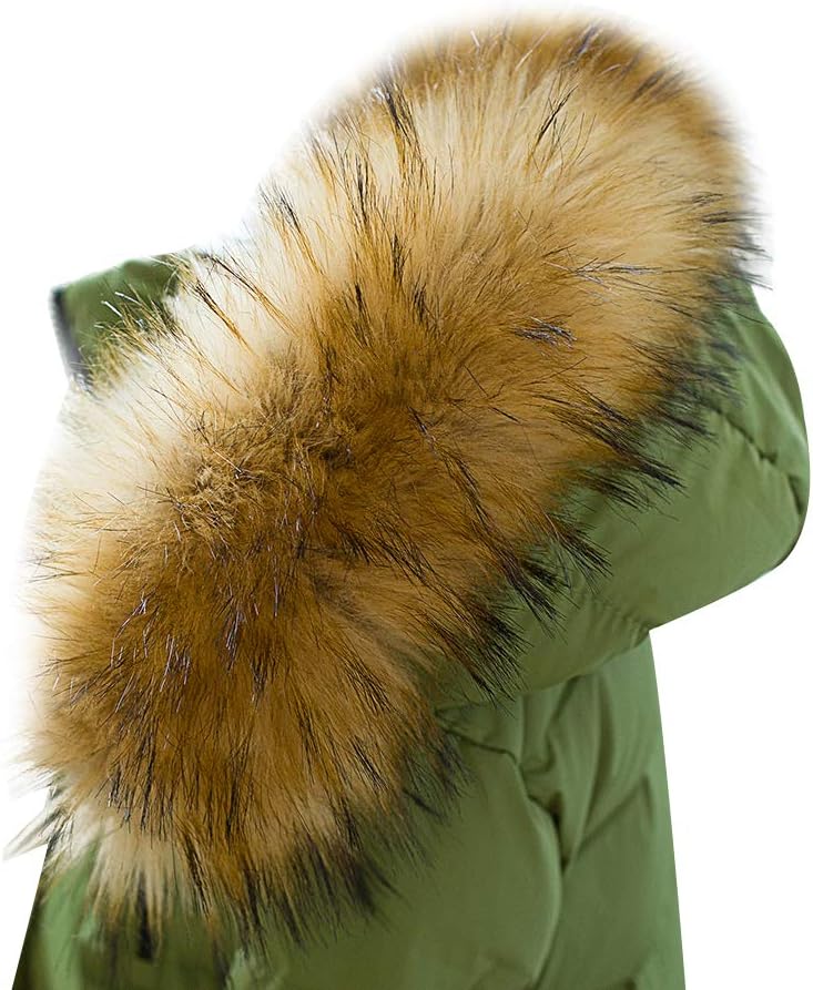 amropi Mädchen Daunenjacken mit Fell Kapuze Lang Winterjacke Kälteschutz Wasserabweisend Verdickte D