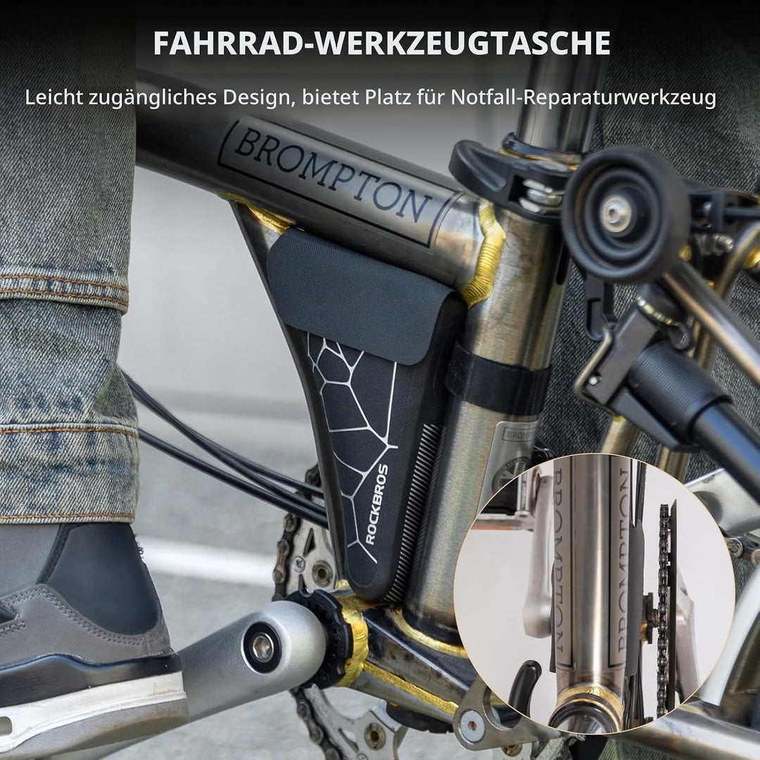 ROCKBROS Triangle Fahrrad Werkzeugtasche für Brompton Fahrrad Dreiecktasche wasserdichte Rahmentasch