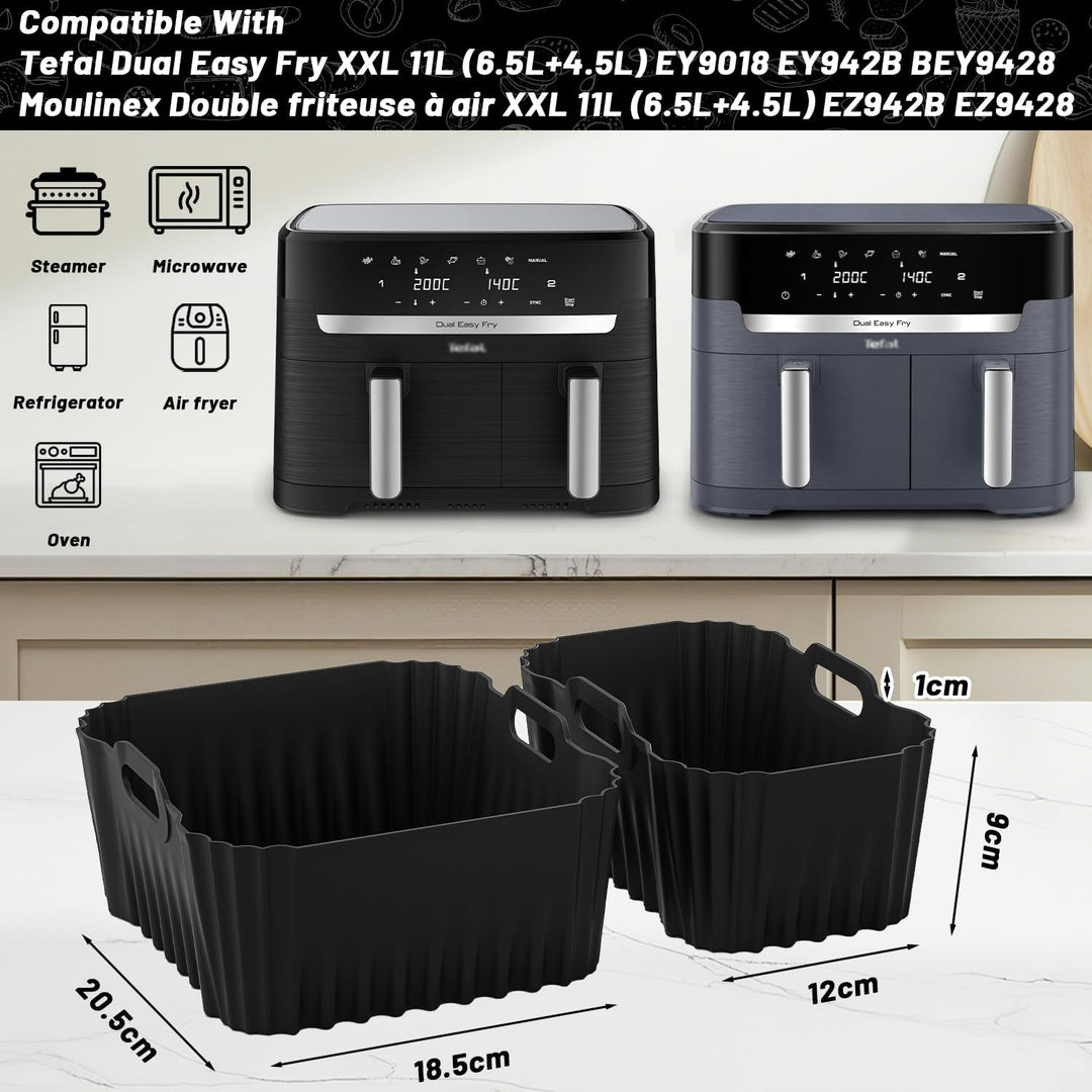 Tefal Heissluftfritteuse Zubehör - Airfryer Zubehör für Tefal EY9018 Dual Easy Fry 8,3 L | EY942B Du