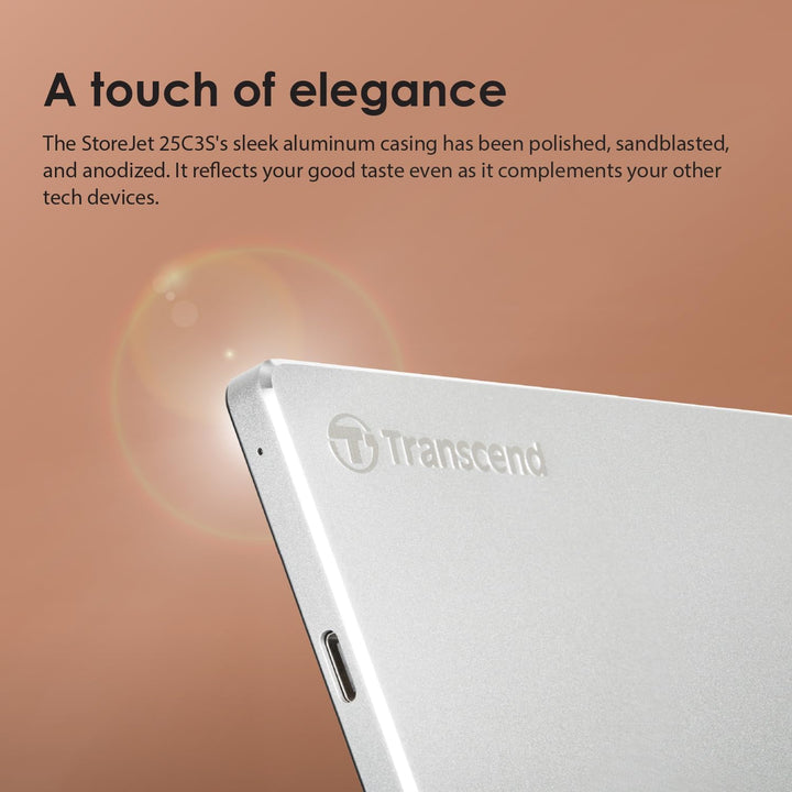 Transcend 1TB StoreJet 25C3S SJ25C3S Externe Festplatte TS1TSJ25C3S,1 TB,Type-C, USB 3.1 Gen 1, 1TB