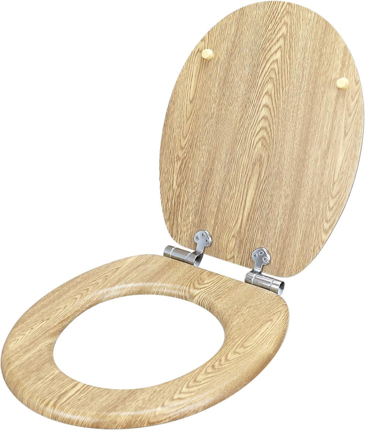 WC Sitz mit Absenkautomatik, hochwertiger Toilettendeckel aus MDF Holz, Einfache Montage Stabiler Kl