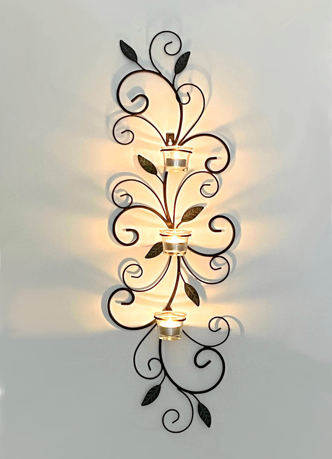 DanDiBo Teelichthalter Metall Wand Braun 131001 Wandteelichthalter 75 cm Wandleuchter Kerzenhalter W