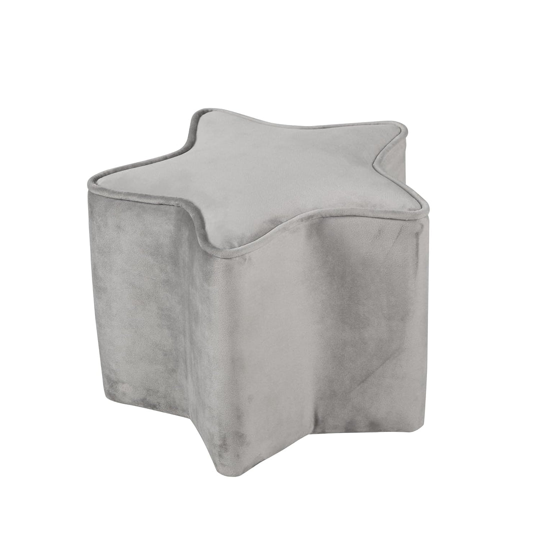roba Kinderhocker Lil Sofa in Sternform - Bequemer Hocker in grauem Samtstoff - Polstermöbel Pouf fü