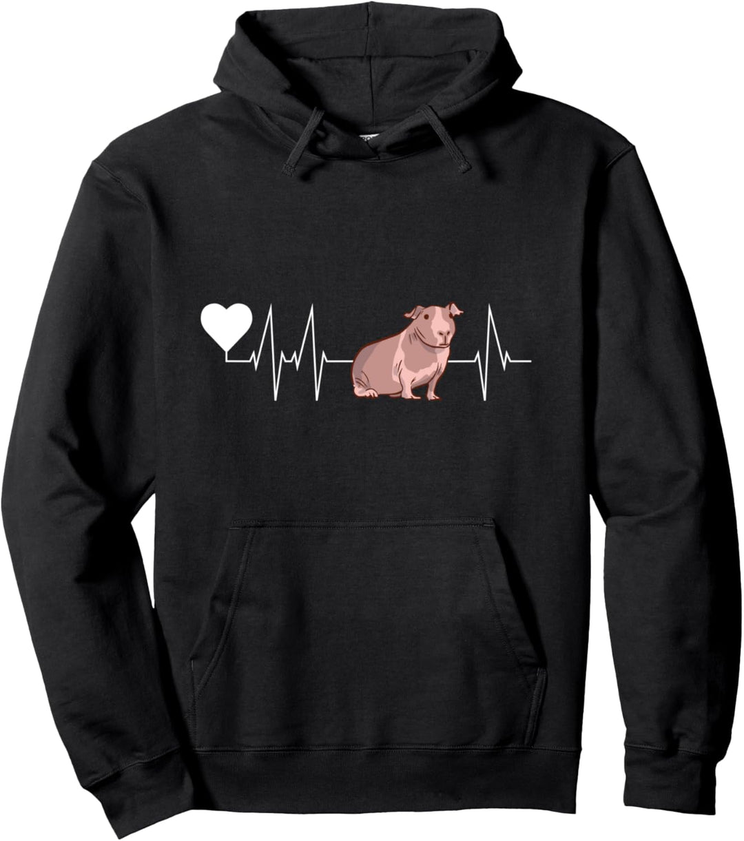 Herzschlag Skinny Pig Meerschweinchen Pullover Hoodie