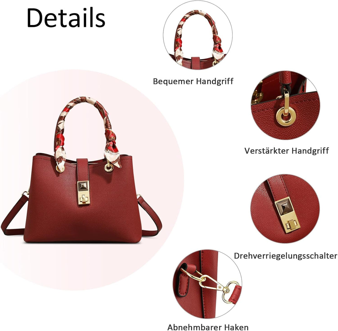 FOLOVEYA Mode Damen Handtasche Shopper Umhängetasche Frauen Schultertasche Elegant Henkeltaschen Cas