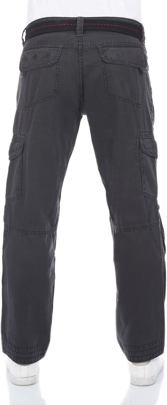Timezone Cargohose Herren mit Gürtel BenitoTZ Loose Fit Cargo Hose Taschen Baumwolle Beige Grau Khak
