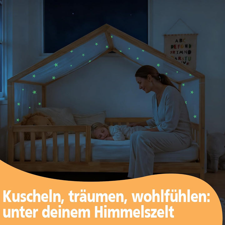 Hook Hausbett Himmel Betthimmel für Hausbett Kinder – Leuchtender Sternenhimmel Stoffhimmel für Haus