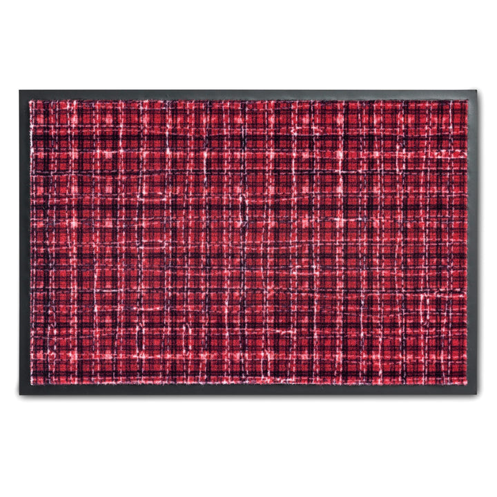 Rutschfeste Fussmatte Innen waschbar - Gitter rot 40 x 60 cm (Rechteckig), Gitter Rot 40 x 60 cm (Re