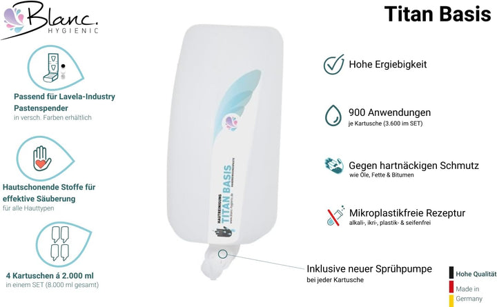 Blanc HYGIENIC Grobreiniger Lavela Titan Basis – Handreiniger pH-neutral, lösungsmittelfrei, 4x 1.7