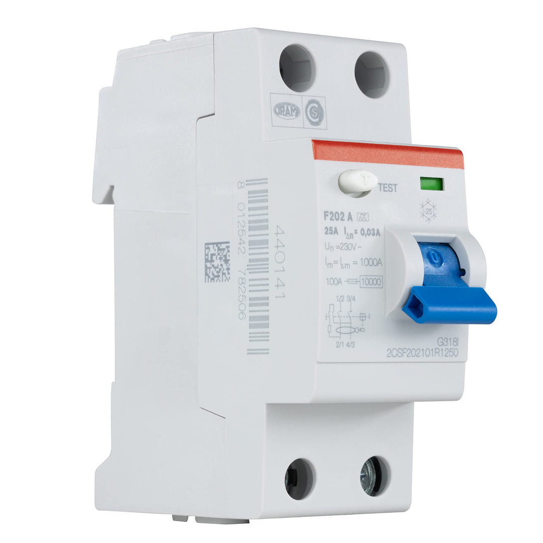 REV 0515498555 FI, Schutzschalter 2-polig, 2TE, Höhe 68mm, 25A, 0,03A, 240VAC, weiss 25A 2-polig, 25