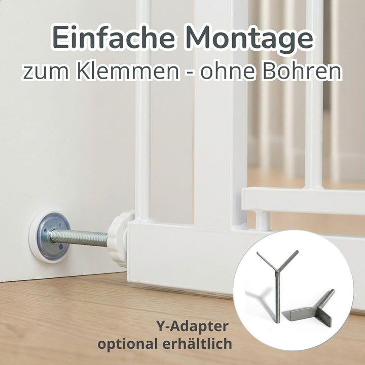 Cleo Treppenschutzgitter ohne Bohren | Kinderschutzgitter Tür &amp; Treppe 124-131 cm | Auto-Close | 3-S