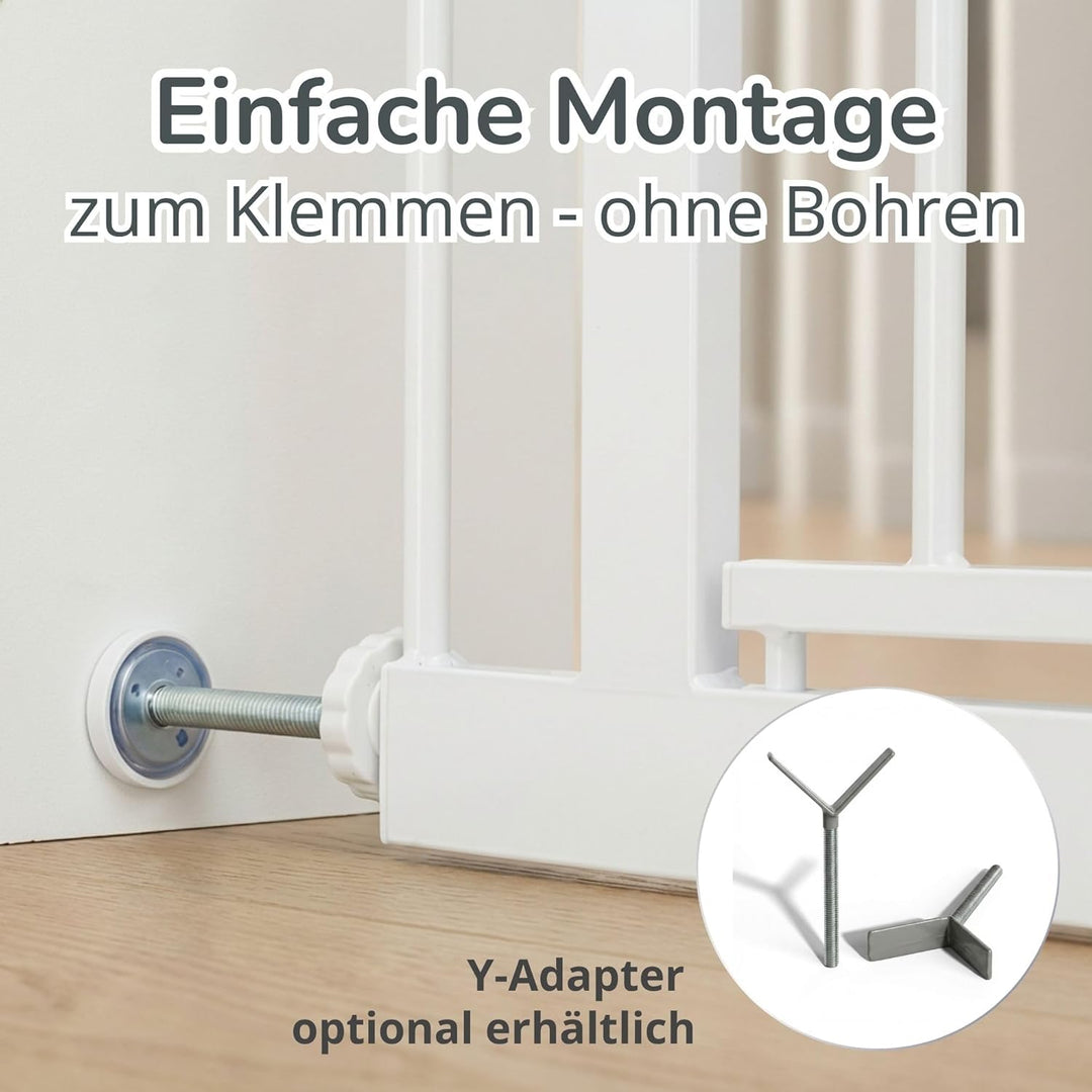 Cleo Treppenschutzgitter ohne Bohren | Kinderschutzgitter Tür &amp; Treppe 131-138 cm | Auto-Close | 3-S
