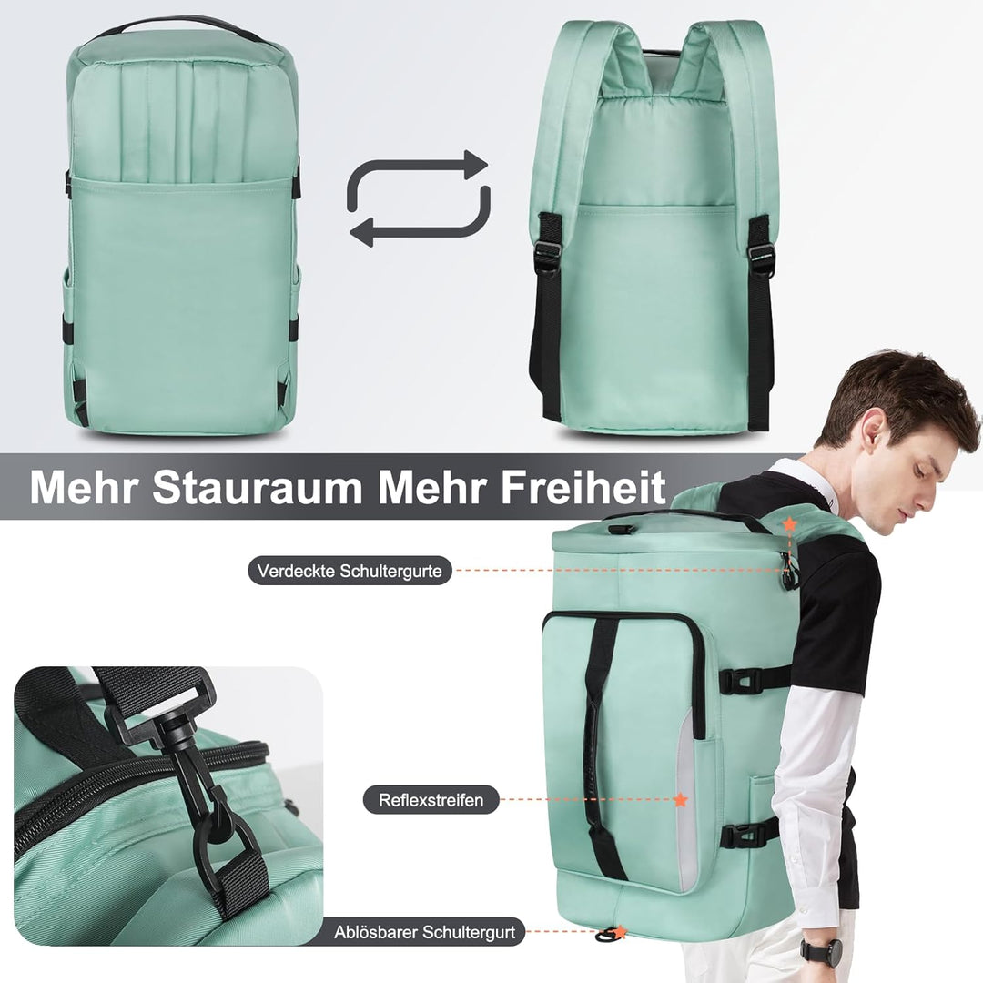 45L Sporttasche Damen Herren, Gross Reisetasche mit Schuhfach und Nassfach Travel Duffle Bag mit Ruc