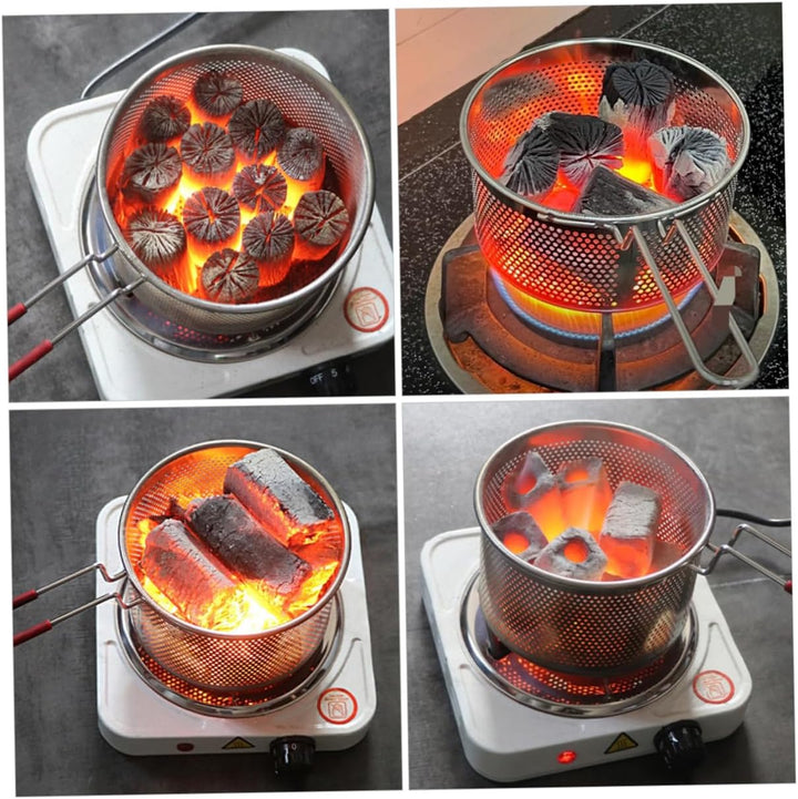 Happyyami Camping Holzkohlekorb 14cm Effizienter Holzkohlebrenner für Drinnen und Draussen Metall Gr