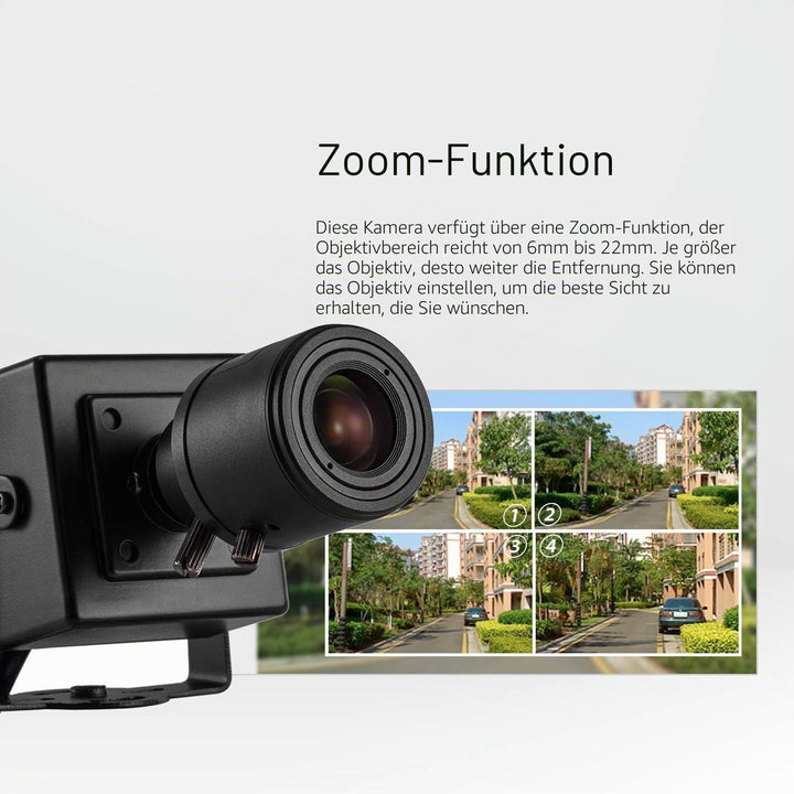 Revotech 3MP Zoom Mini Sicherheits IP Kamera, HD 3MP Kleine Innenkamera 6-22 mm Manuelles Zoomobjekt