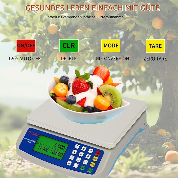 Waage Digital 30kg GrossE KüChenwaage Obstwaage mit 3 Einheiten Konvertierung lcd Display und tara F