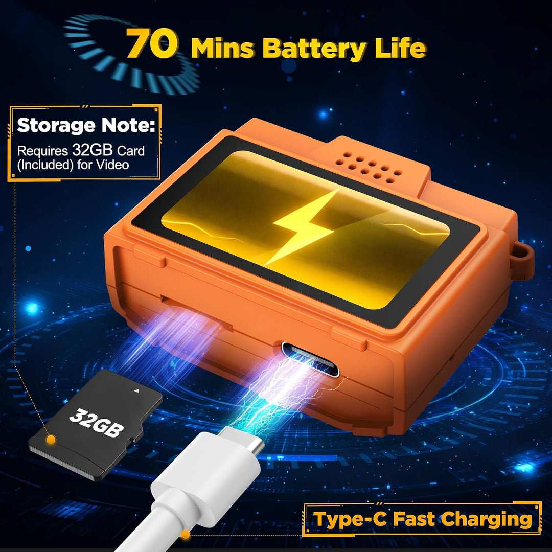 USCAMEL Kinderkamera Digital Mini, Retro Schlüsselanhänger Kamera Orange | Retro-Schlüsselanhänger-K