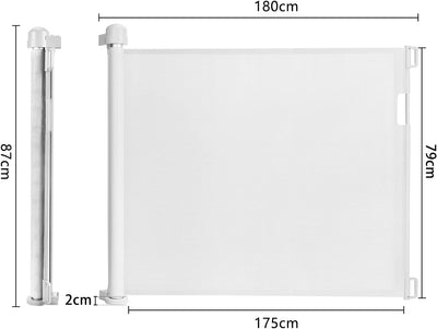 LARS360 Türschutzgitter Ausziehbar 0-180cm Treppenschutzrollo Baby Treppenschutzgitter Einziehbares