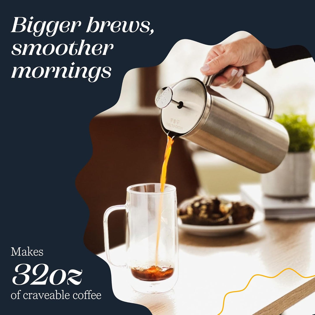 ESPRO P7 French Press Kaffeebereiter – Doppelwandig isoliert aus Edelstahl mit Mikrofilter, 950 ml,
