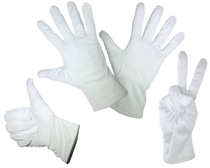1 Paar feine Mikrofaser Handschuhe - Weiss - In den Grössen: S M L XL - Zum Reinigen / Putzen, Verkl