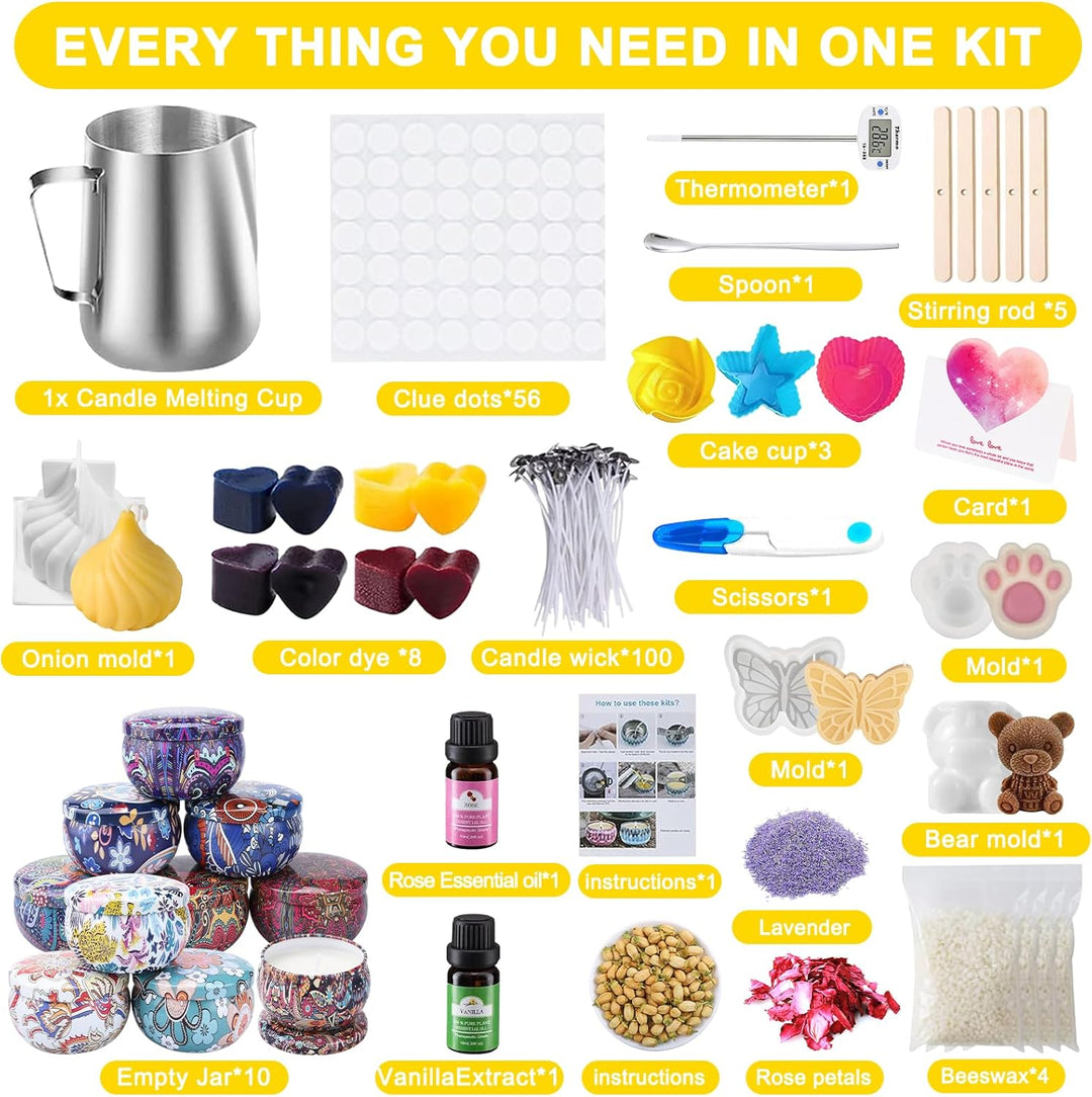 UCAMP Kerzen Selber Machen Set,DIY Kerzenherstellung Kit,Einschliesslich Kerzen Giessen Set,Dochte A