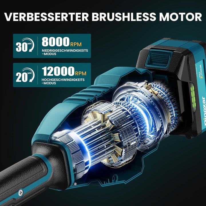 Rasentrimmer mit Akku, 26 cm Akku Freischneider mit Frontmotor, 2 x 5200 mAh Akkus und Ladegerät, 80