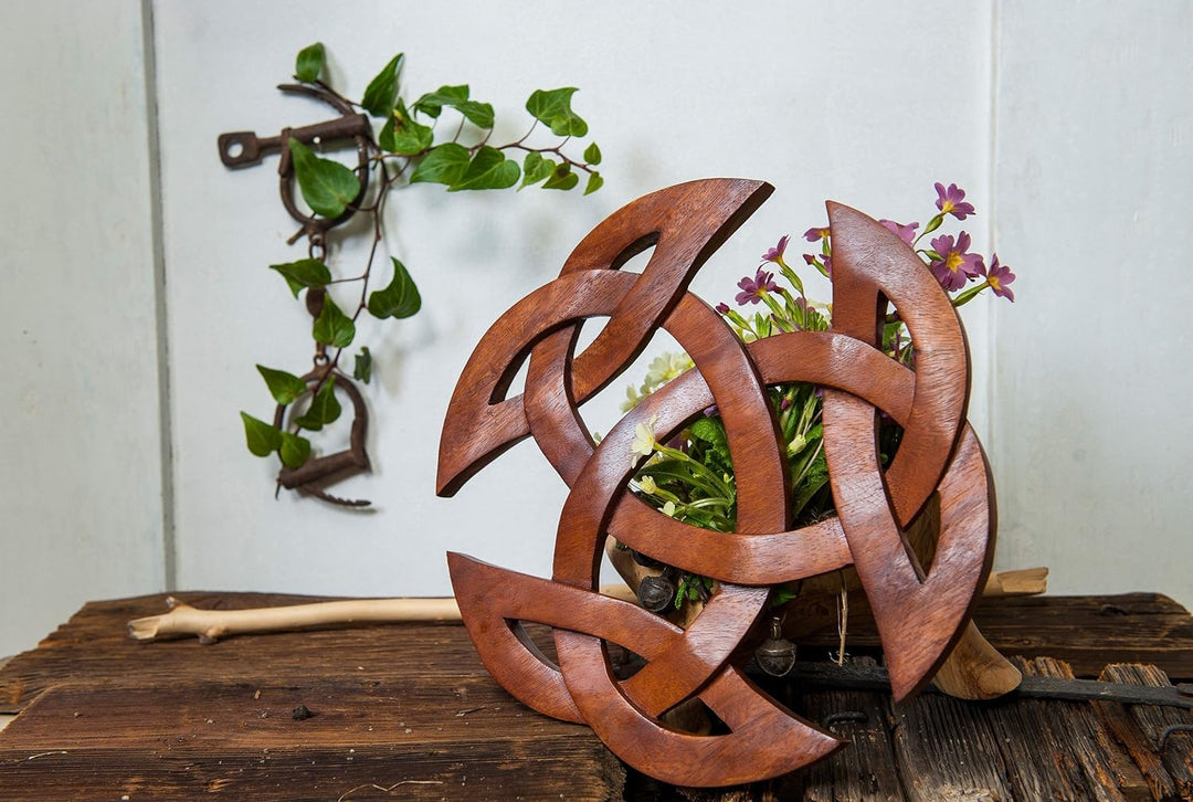Windalf Grosses Celtic Holz Wandbild ARWAIN Ø 30 cm Wandornament Offene Dreifalt Wandfigur Handarbei