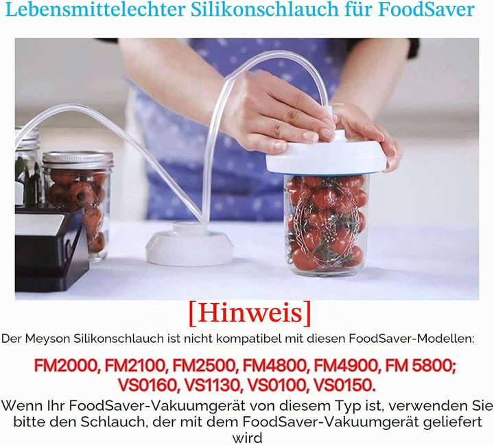 Fdit Glas-Vakuumierer, Manuelles Vakuumversiegelungs-Set mit Schlauch, Lebensmittel-Vakuumierer, Dos