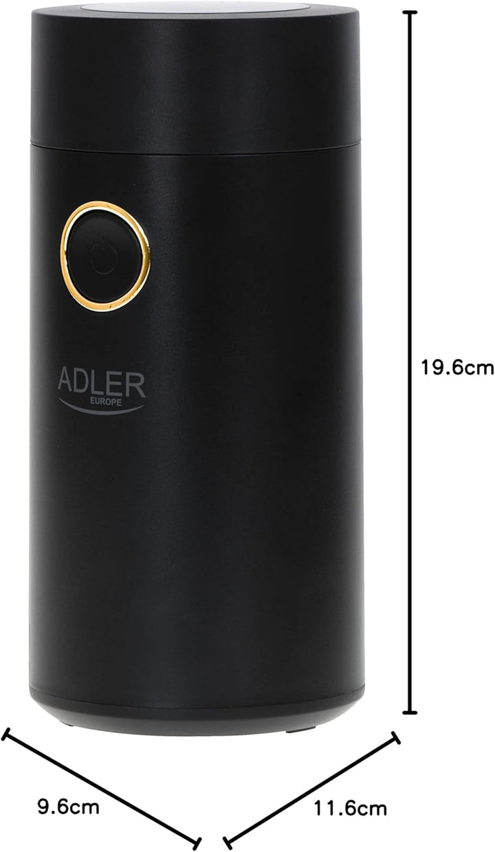 Adler AD 4446bg Elektrische Kaffeemühle aus Edelstahl, 150 W, Füllmenge bis zu 75g, Mühle für Kaffee