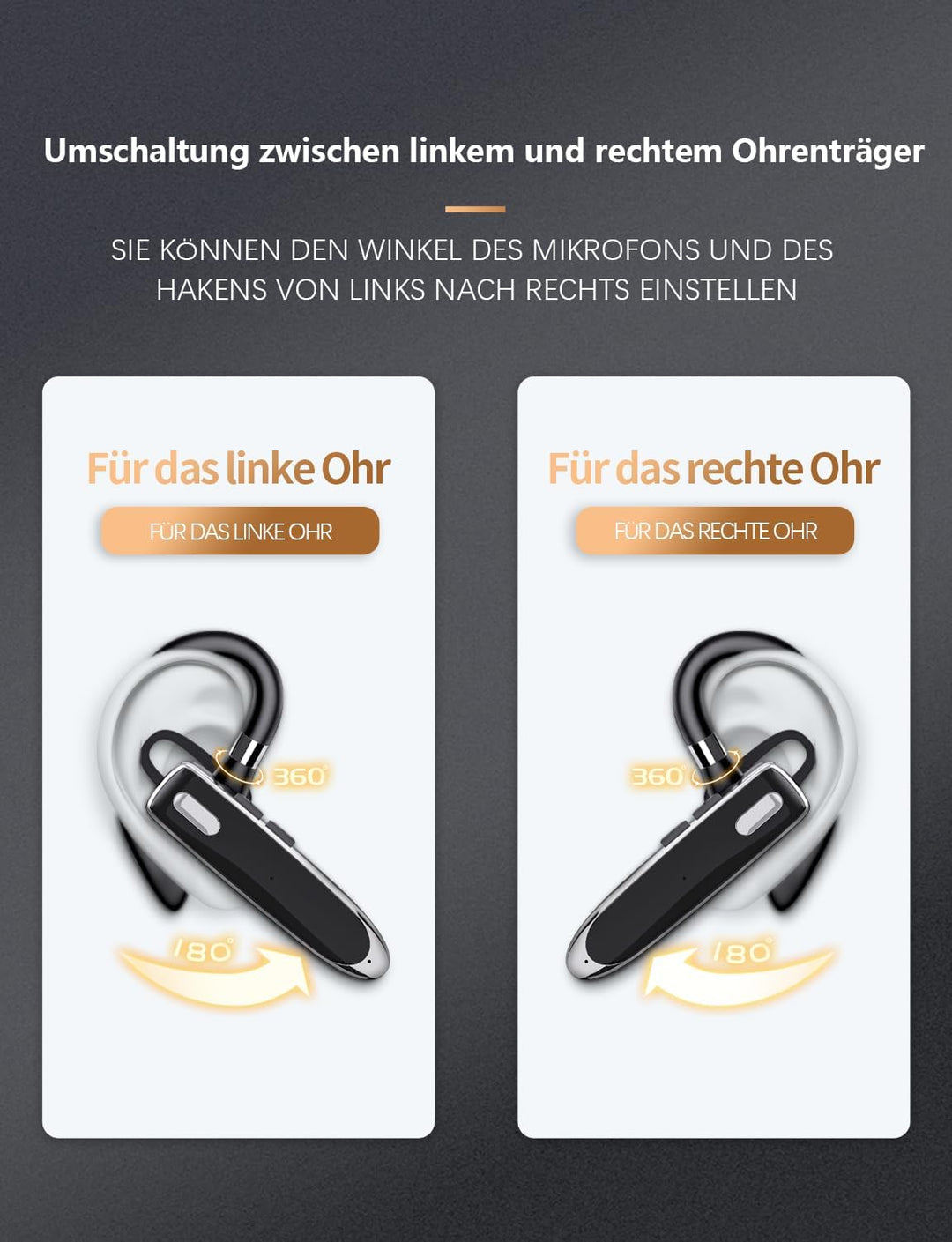 Boytond Bluetooth-Headset, kabelloses Headset mit Mikrofon, Fahr-Headset mit 24-Stunden-Gesprächszei