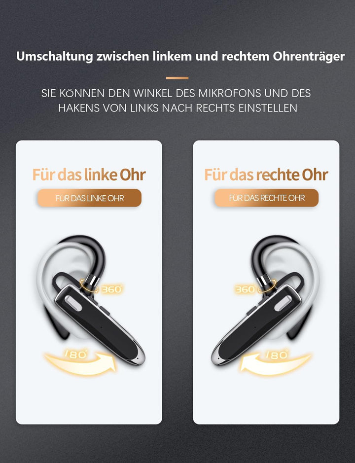 Boytond Bluetooth-Headset, kabelloses Headset mit Mikrofon, Fahr-Headset mit 24-Stunden-Gesprächszei