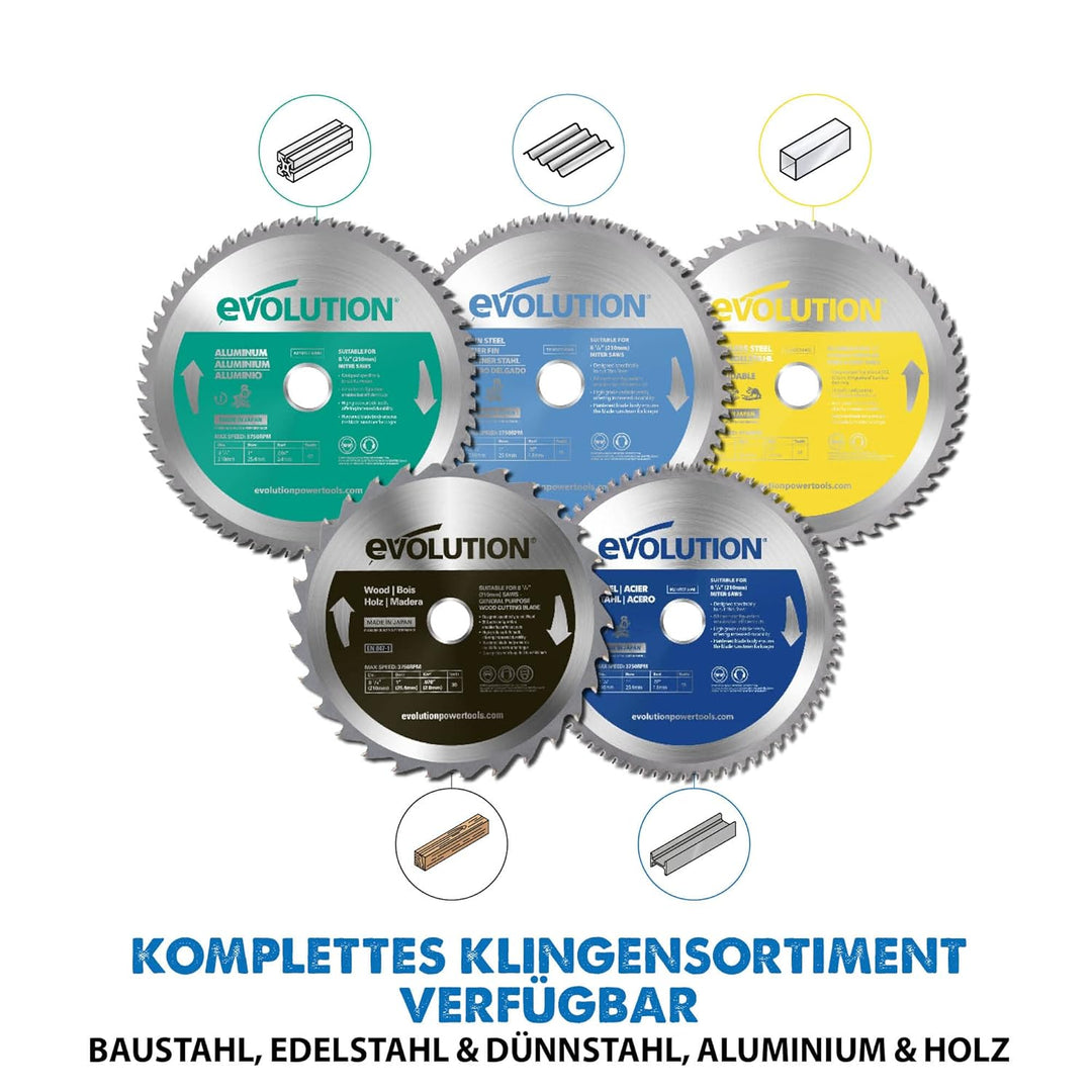 Evolution M210TCT-50MS - 210 mm Sägeblatt zum Schneiden von Baustahl - Metall-Sägeblatt mit 50 Zähne