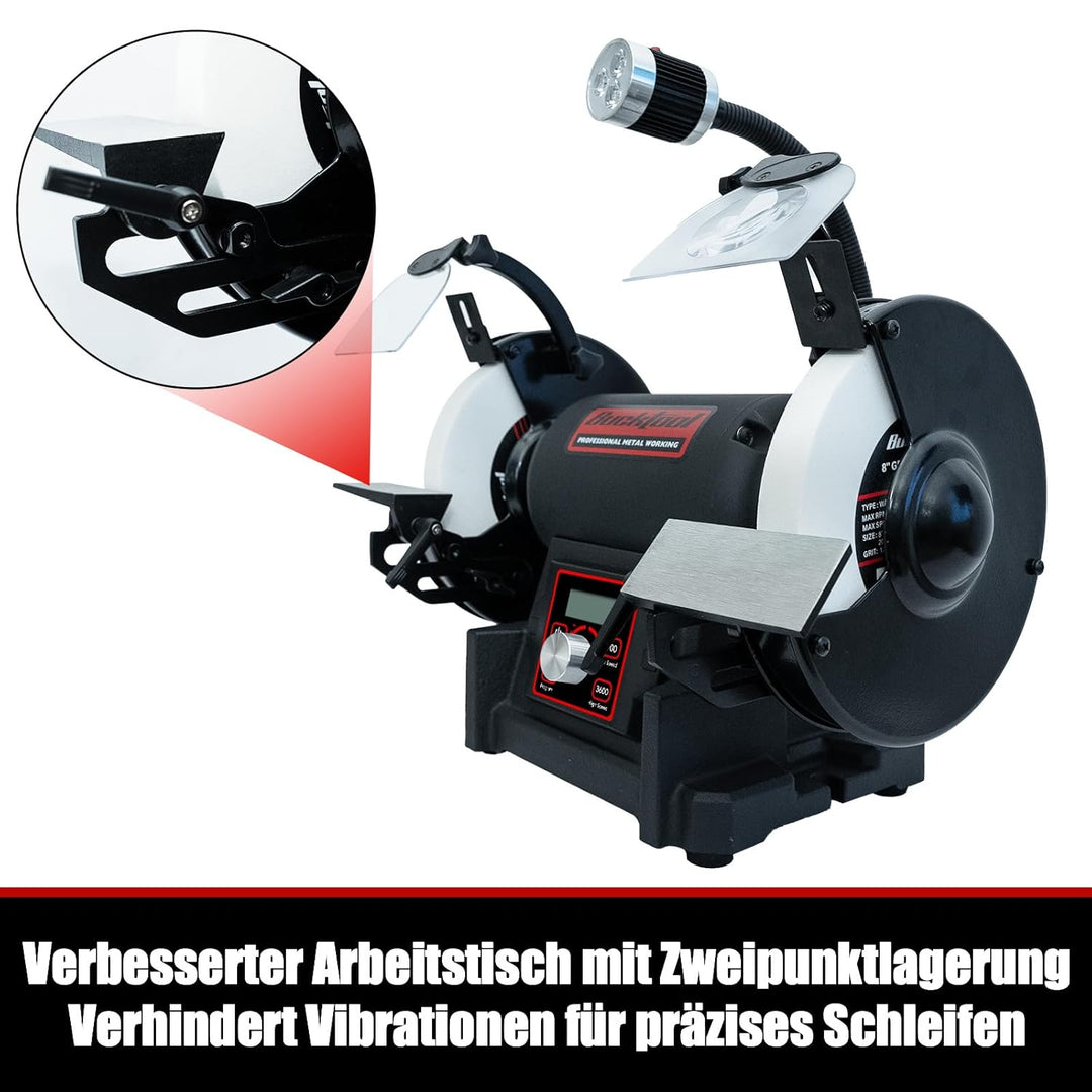 Bucktool 200mm Variabler Tischschleifer, VFD 750W Professioneller Schleifbock mit niedriger Vibratio