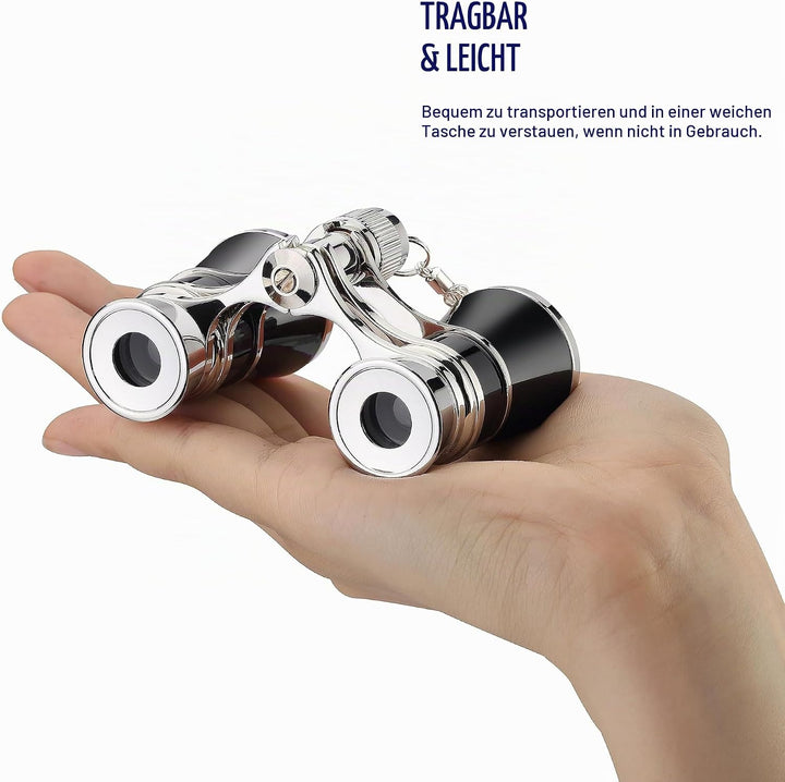 AOMEKIE Opernglas Theaterglas 3er Vergrösserung Mini Klein Kompakt Feldstecher Fernglas mit Kette fü