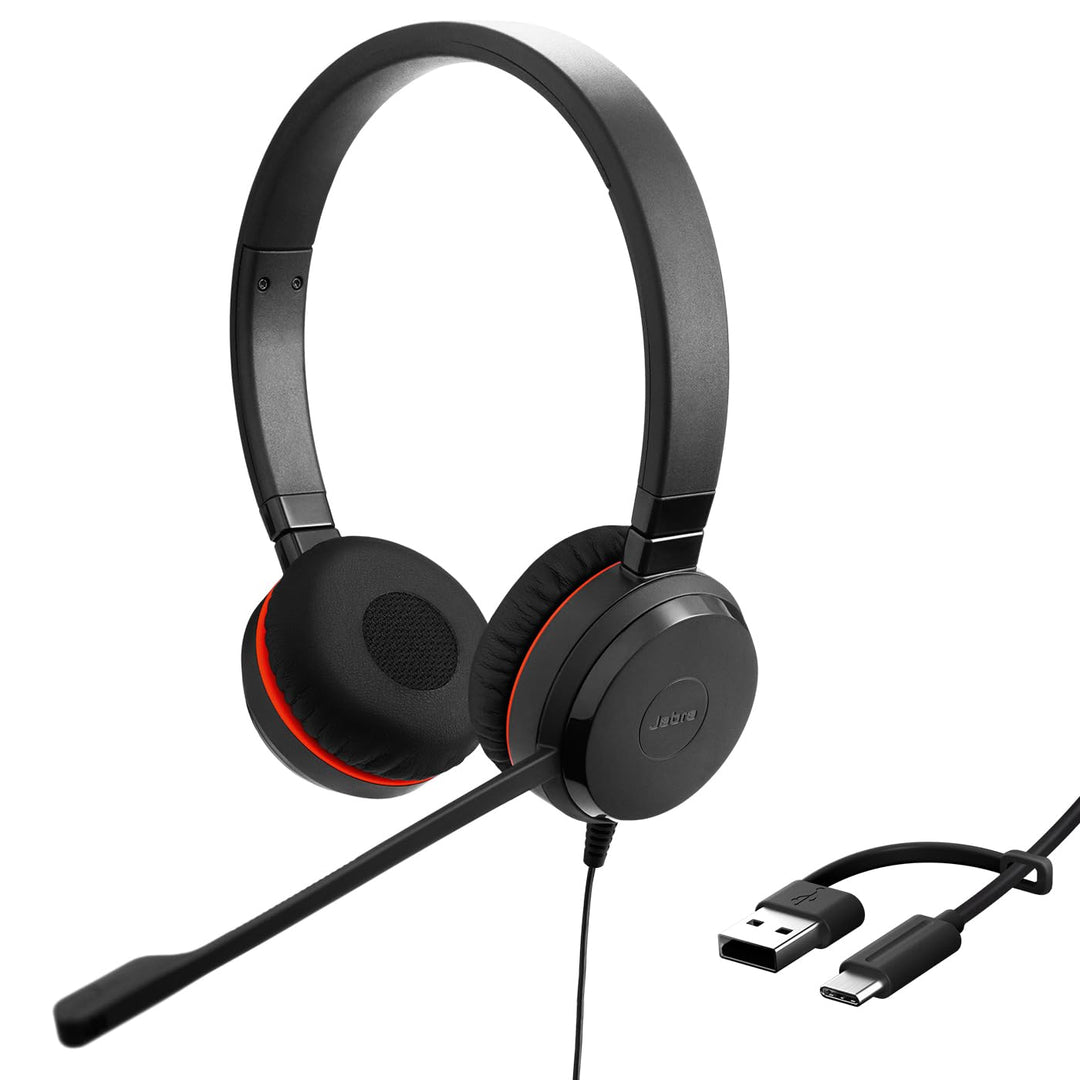 Jabra Evolve 20 SE Stereo Headset - Microsoft Zertifizierte Kopfhörer für VoIP Softphone mit passive