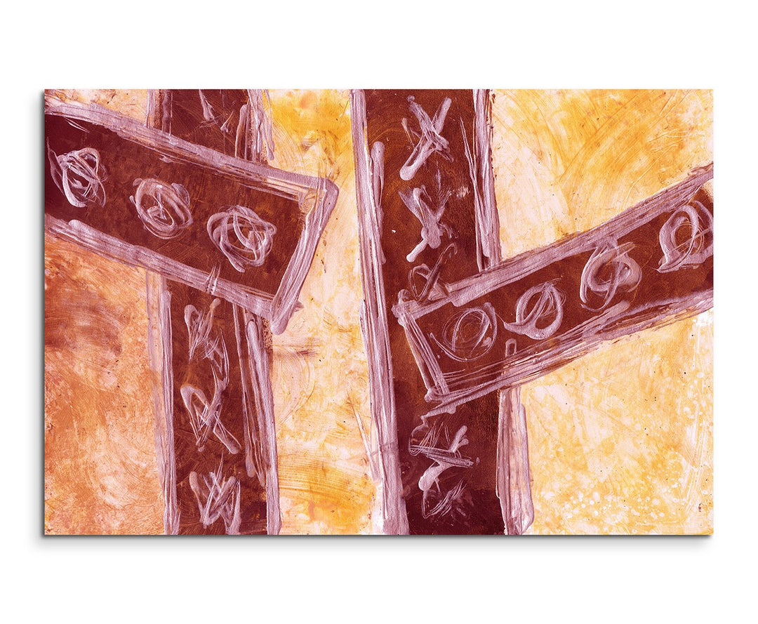 Paul Sinus Art 120x80cm Leinwandbild Leinwanddruck Kunstdruck Wandbild gelb rot braun Musterung