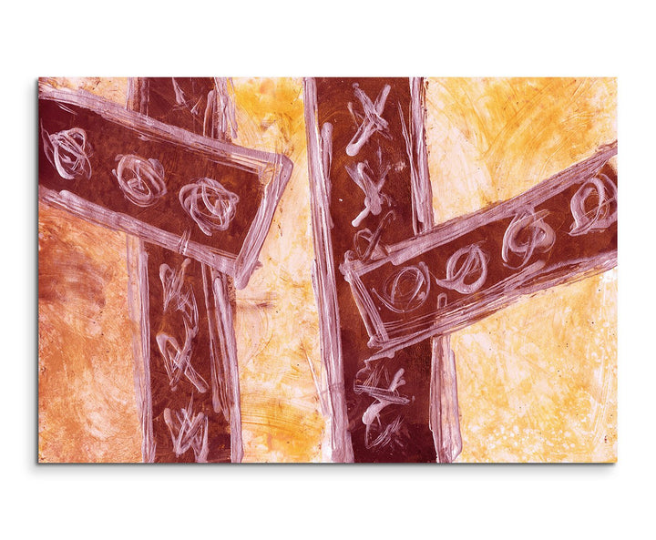 Paul Sinus Art 120x80cm Leinwandbild Leinwanddruck Kunstdruck Wandbild gelb rot braun Musterung