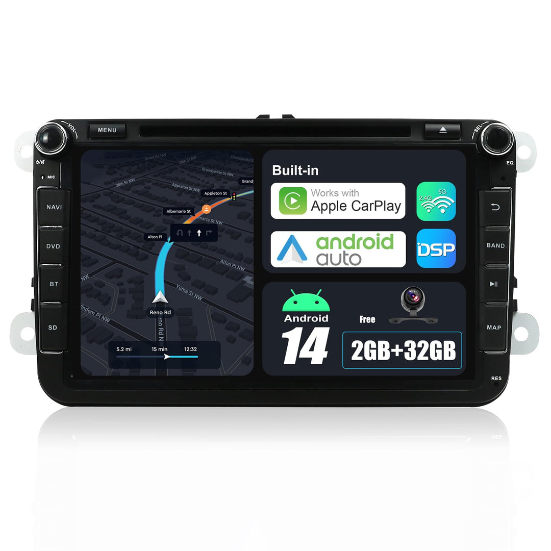 JOYX Android 10 Autoradio Passt für VW Passat/Golf/Skoda/Seat - GPS 2 Din - Rückfahrkamera Canbus KO