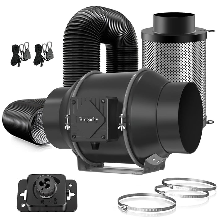 Abluftset 150mm Rohrventilator 688m³/h,Dreiphasiger EC-Motor Lüftungsset mit Drehzahlsteller Aktivko