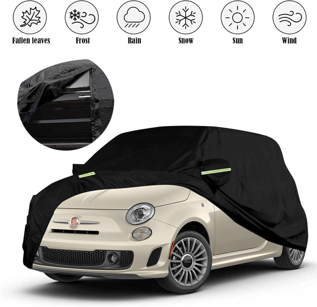 wasserdichte Autoabdeckung Kompatibel mit FIAT 500/500C/500E/Abarth 500 2007-2022, Allwetter Autoabd
