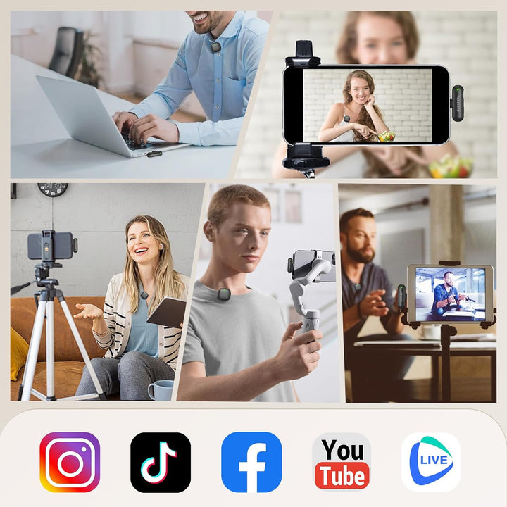 ANDYCINE MC, kabelloses Mikrofonsystem, Doppelsender, Geräuschunterdrückung AI, USB-C, 48 kHz/24-bit