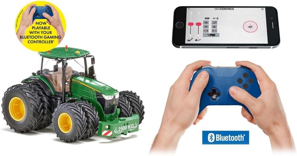 siku 6736, John Deere 7290R Traktor, Inkl. Fernsteuermodul, Grün, Metall/Kunststoff, 1:32, Ferngeste