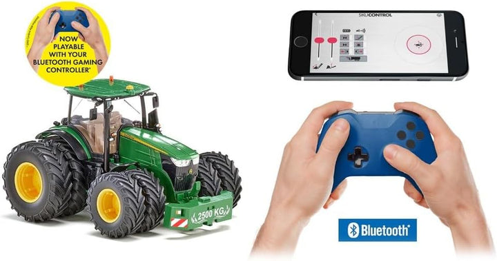 siku 6736, John Deere 7290R Traktor, Inkl. Fernsteuermodul, Grün, Metall/Kunststoff, 1:32, Ferngeste