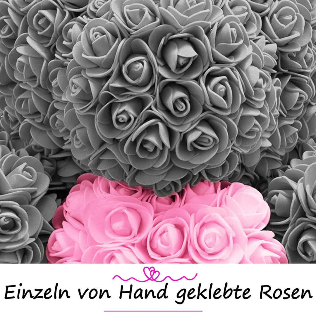 NADIR Rosen Bär Blumenbär mit Geschenkbox, Geburtstagsgeschenk für Frauen, Geschenk für Freundin zum