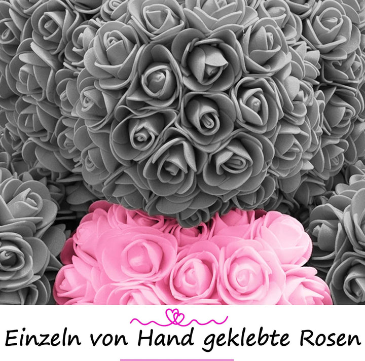 NADIR Rosen Bär Blumenbär mit Geschenkbox, Geburtstagsgeschenk für Frauen, Geschenk für Freundin zum
