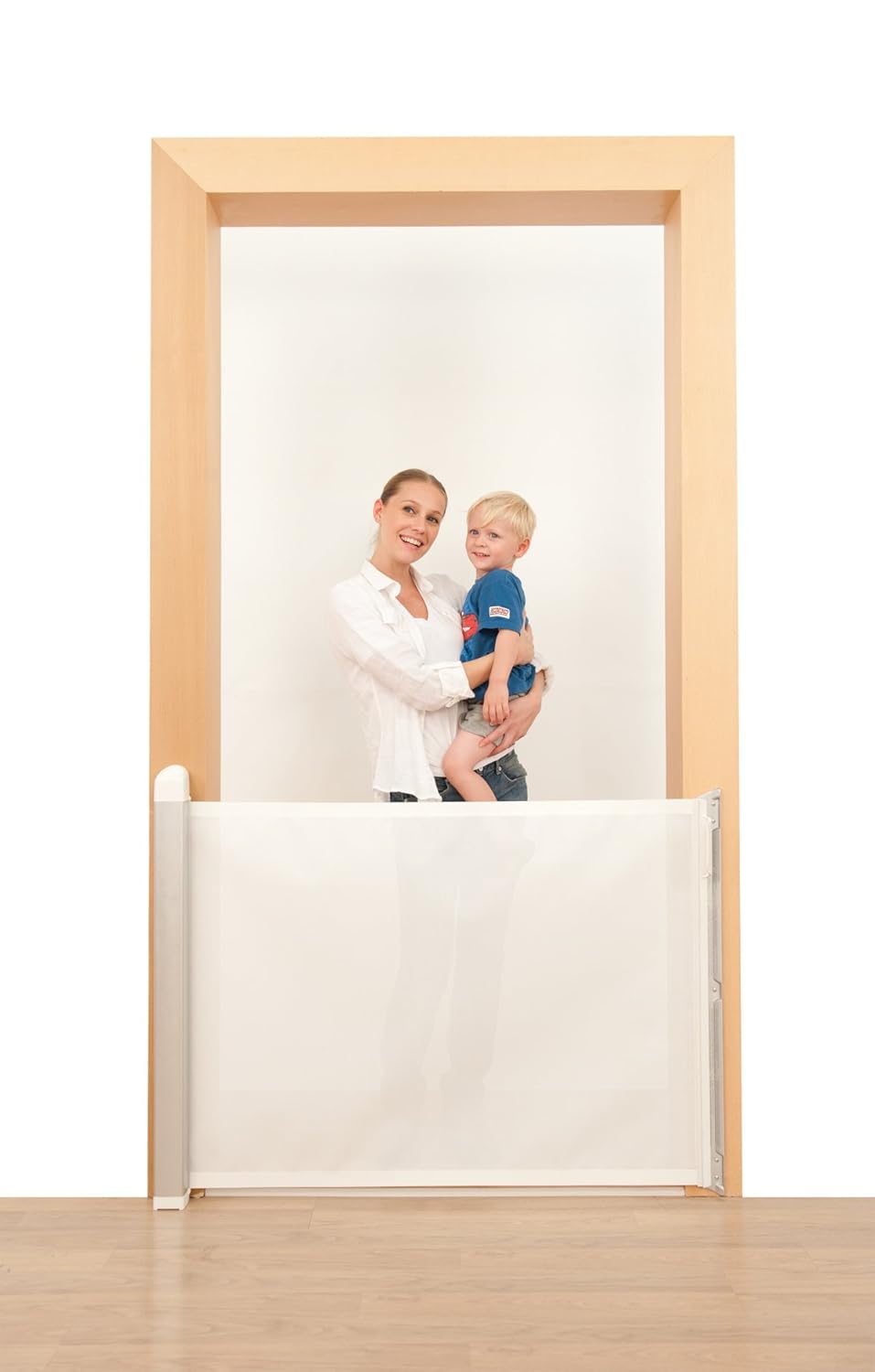 Lascal KiddyGuard Avant, stilvolles Treppenschutzgitter für Babys, einrollbares Türgitter mit Netz u