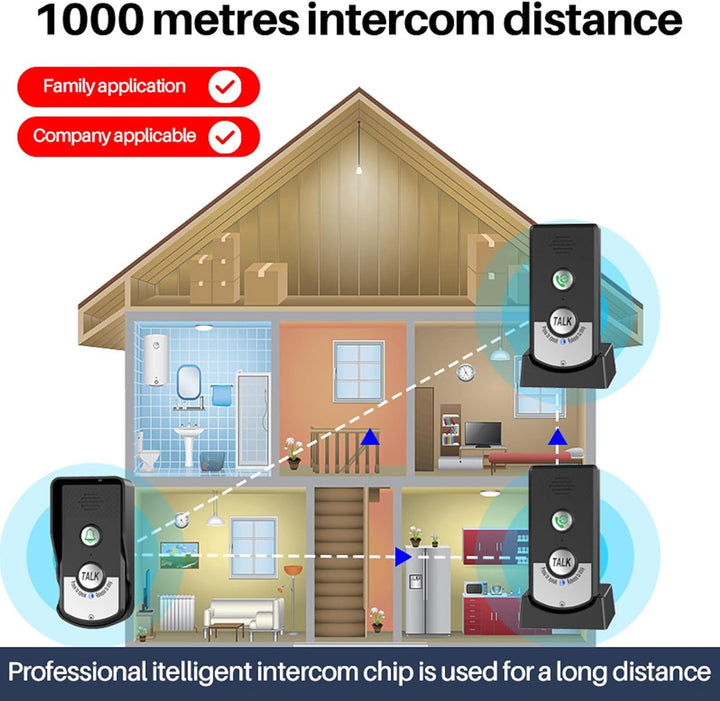 Wasserdicht Voice Intercom Türklingel 1000M Zwei-wege Sprechen Türklingel Drahtlose Anruf Türklingel