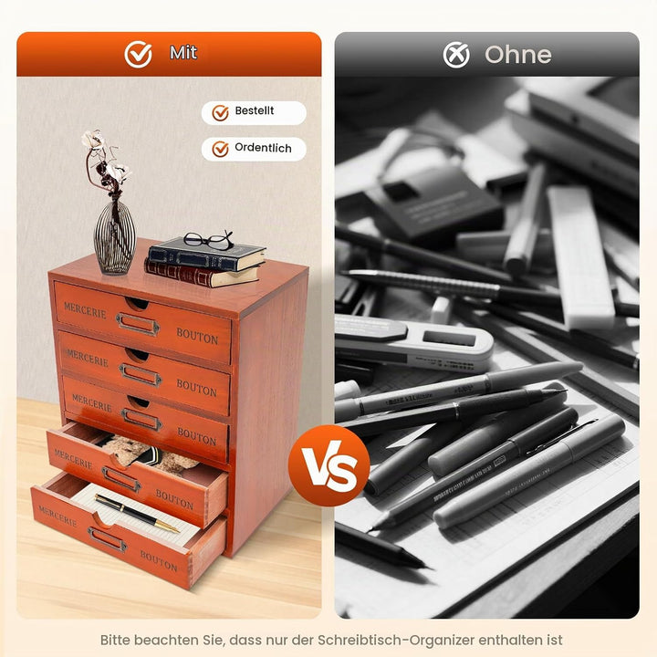 Desktop Schubladenbox Holz 5 Schubladen Kommode Französischen Vintage Stil Schubladencontainer Ablag